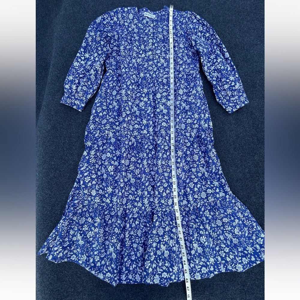 Pink City Prints Georgie Midi Dress in Indigo Lolita Pockets Size Medium - Picture 13 of 16